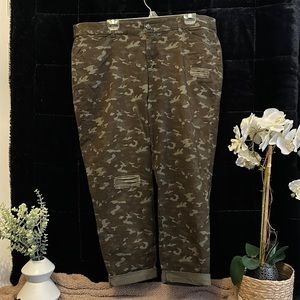 Lane Bryant Camp Chinos Flat Front Distressed